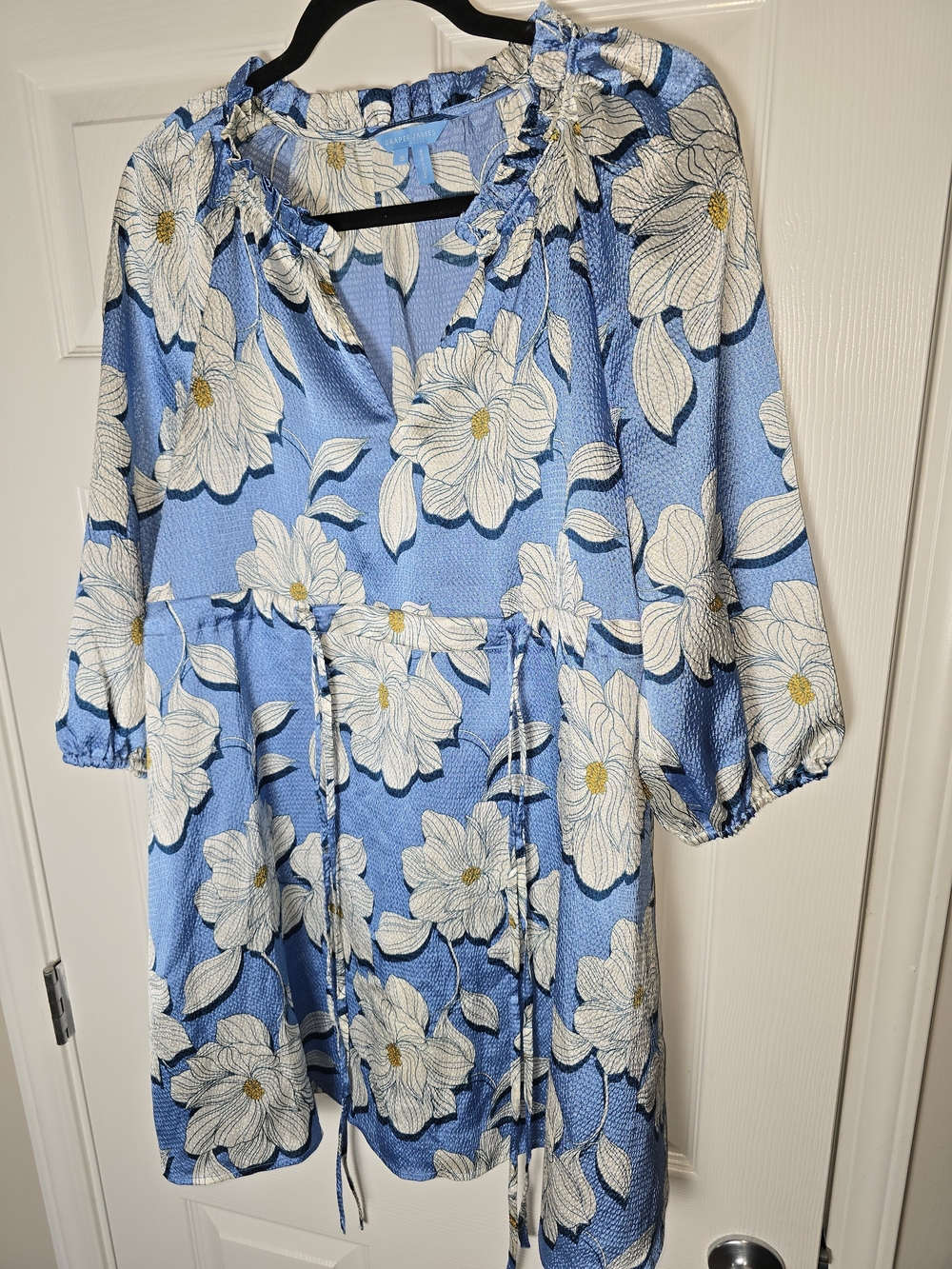 Draper James Blue Floral Dress with White Blossoms Size Small - Picture 3 of 9